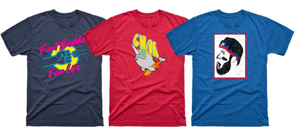 three tee shirts